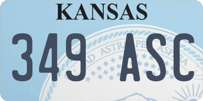 KS license plate 349ASC