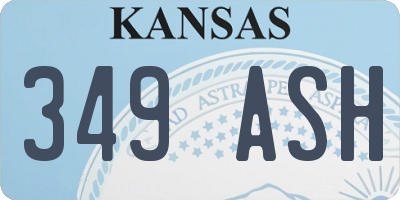 KS license plate 349ASH