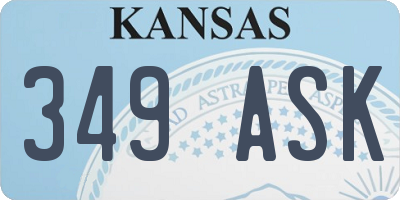 KS license plate 349ASK