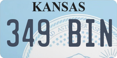 KS license plate 349BIN