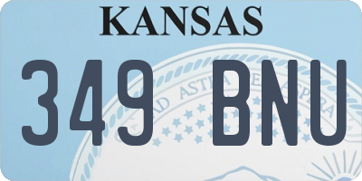 KS license plate 349BNU