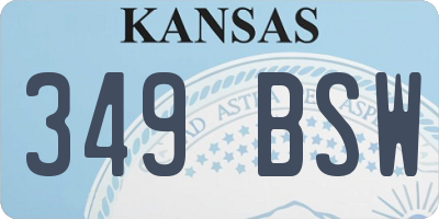 KS license plate 349BSW