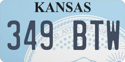 KS license plate 349BTW