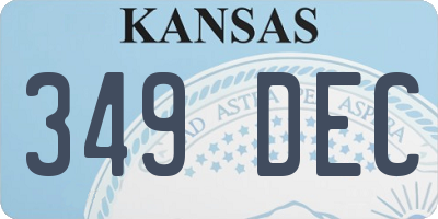 KS license plate 349DEC