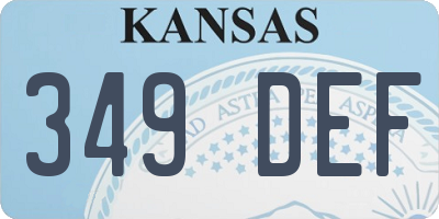 KS license plate 349DEF