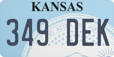 KS license plate 349DEK