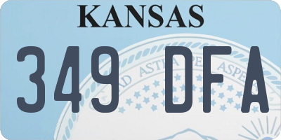 KS license plate 349DFA