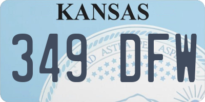 KS license plate 349DFW