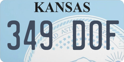 KS license plate 349DOF