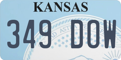 KS license plate 349DOW