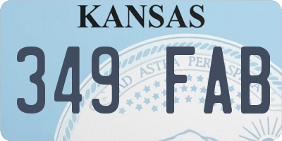 KS license plate 349FAB