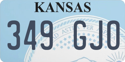 KS license plate 349GJO