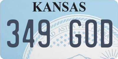 KS license plate 349GOD