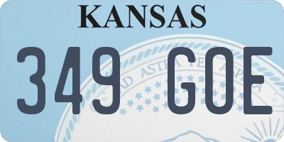 KS license plate 349GOE