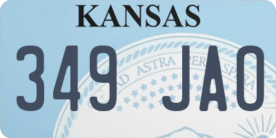 KS license plate 349JAO
