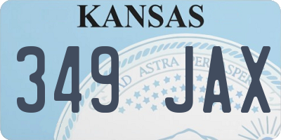 KS license plate 349JAX