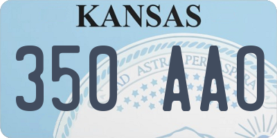 KS license plate 350AAO