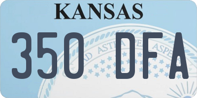 KS license plate 350DFA