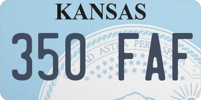 KS license plate 350FAF