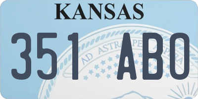 KS license plate 351ABO