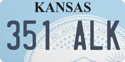 KS license plate 351ALK