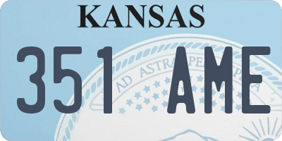 KS license plate 351AME