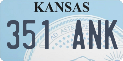 KS license plate 351ANK