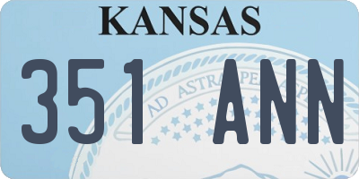 KS license plate 351ANN