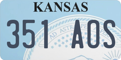 KS license plate 351AOS