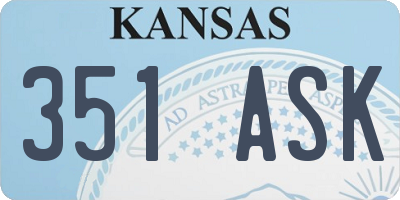 KS license plate 351ASK