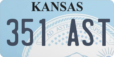 KS license plate 351AST