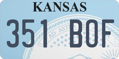 KS license plate 351BOF
