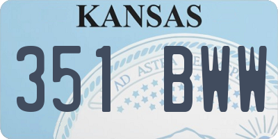 KS license plate 351BWW