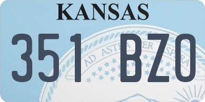 KS license plate 351BZO