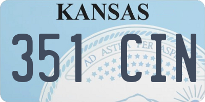 KS license plate 351CIN