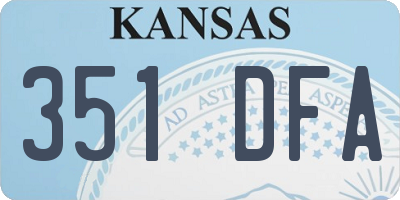 KS license plate 351DFA
