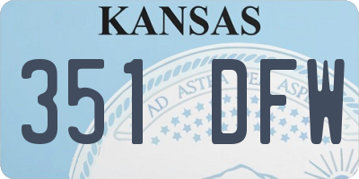 KS license plate 351DFW