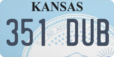 KS license plate 351DUB