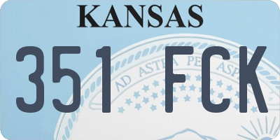 KS license plate 351FCK