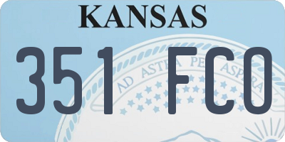KS license plate 351FCO