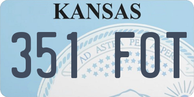 KS license plate 351FOT