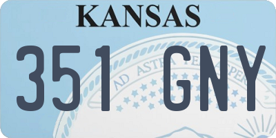 KS license plate 351GNY