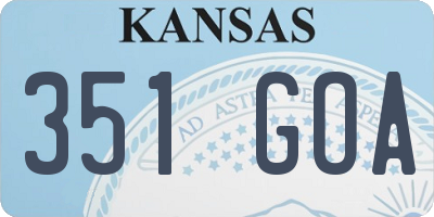 KS license plate 351GOA