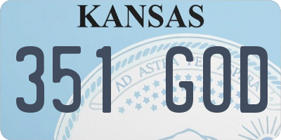 KS license plate 351GOD