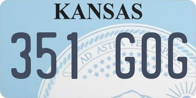 KS license plate 351GOG