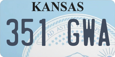 KS license plate 351GWA