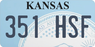 KS license plate 351HSF