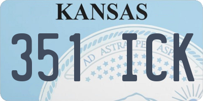KS license plate 351ICK