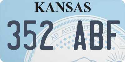 KS license plate 352ABF