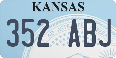 KS license plate 352ABJ
